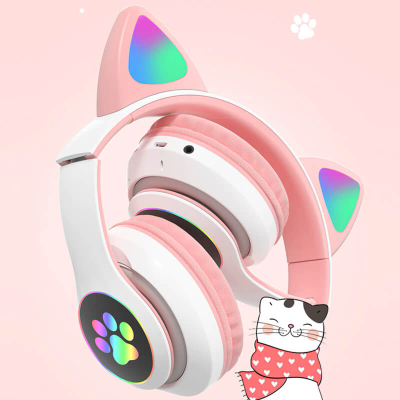 Audífonos Bluetooth De Gato Con Orejas Iluminadas Diseño Divertido Y Sonido De Alta Calidad