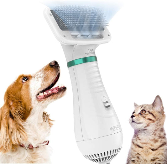 Secador de mascotas 2 en 1 con cepillo y temperatura ajustable