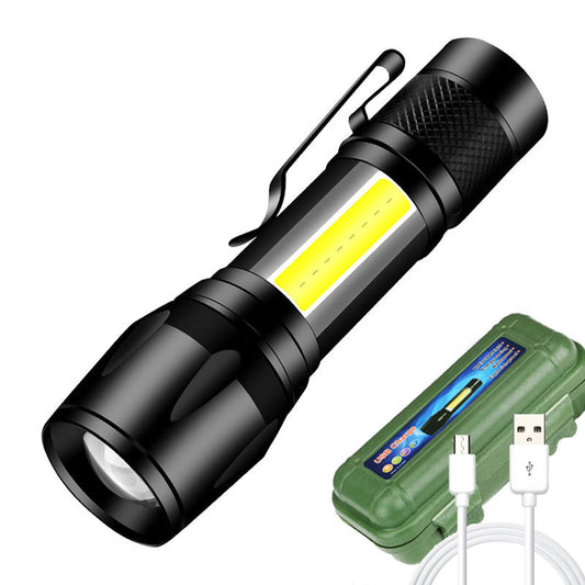Mini linterna LED con zoom ajustable y 3 modos de luz