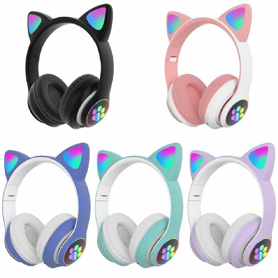 Audífonos Bluetooth De Gato Con Orejas Iluminadas Diseño Divertido Y Sonido De Alta Calidad