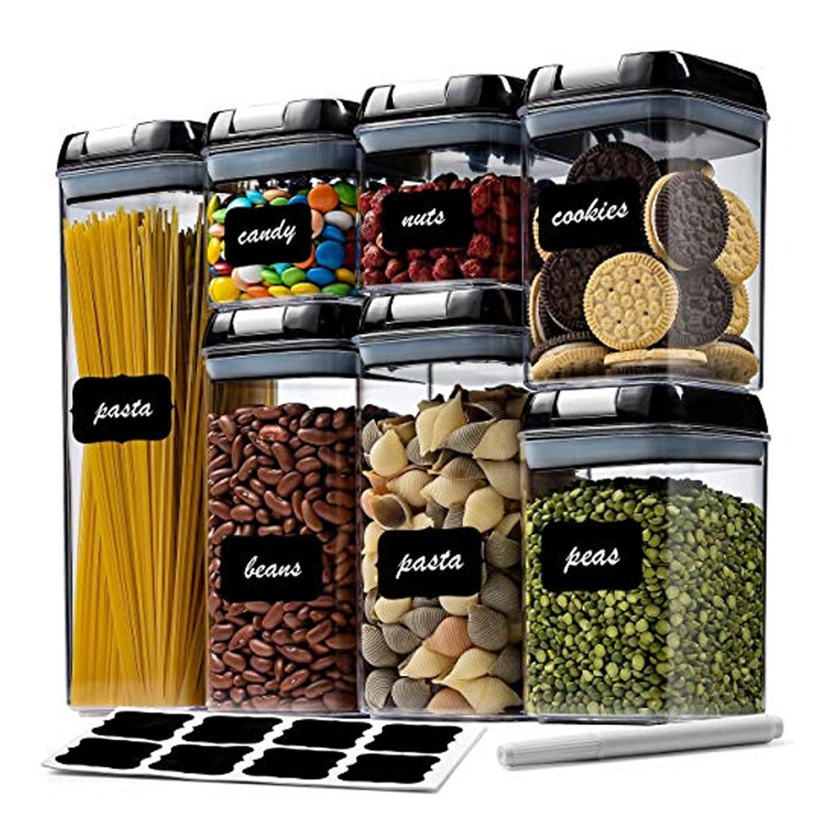 Set X 7 Contenedores Herméticos Para Alimentos De Plástico Libre De BPA