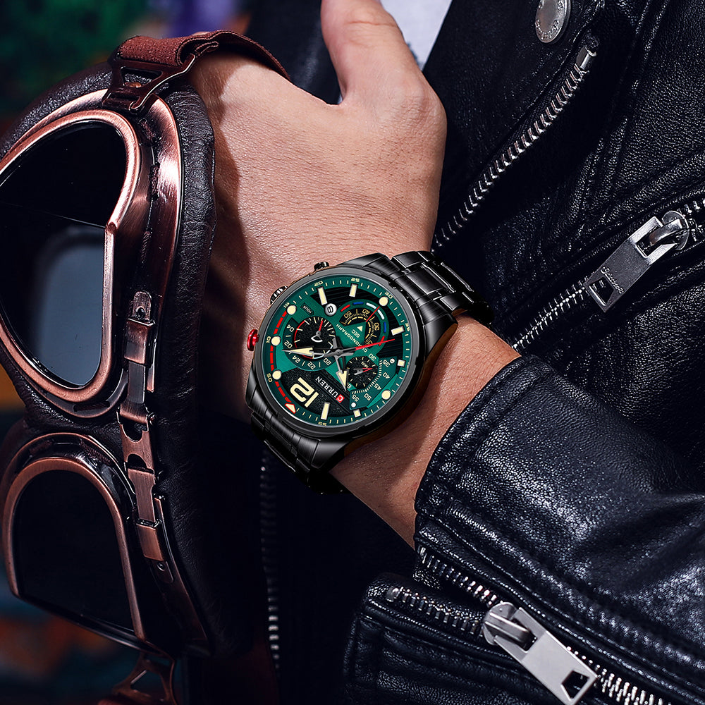Reloj Masculino Curren Elegante Con Correa De Acero Inoxidable Y Resistente Al Agua