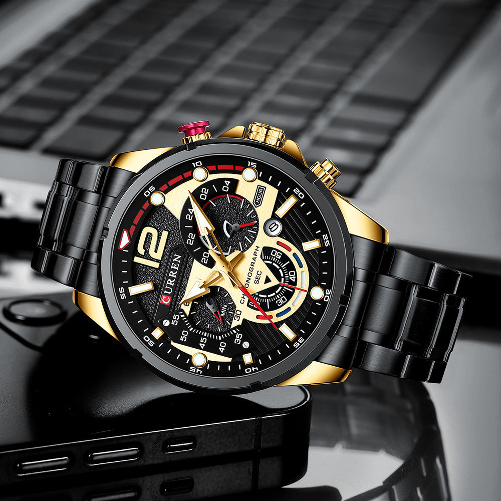 Reloj Masculino Curren Elegante Con Correa De Acero Inoxidable Y Resistente Al Agua