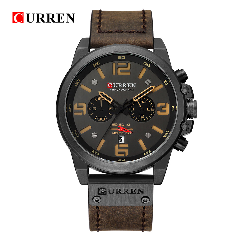 Reloj Curren De Cuarzo Con Correa De Cuero Auténtico Elegante Y Duradero